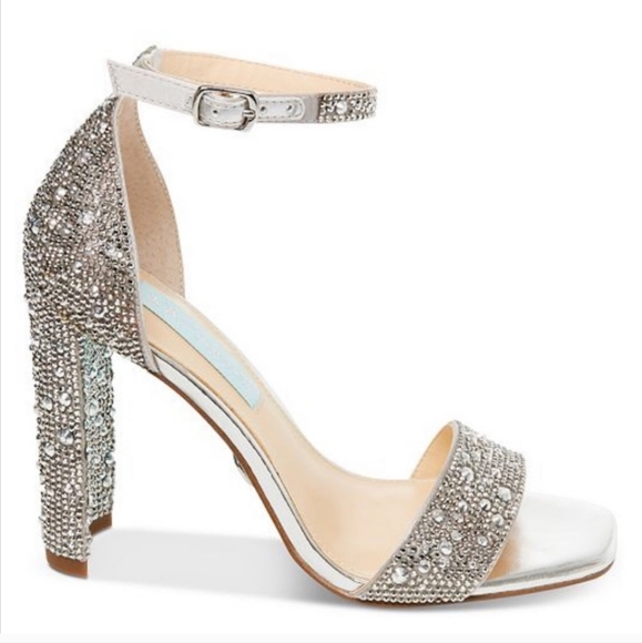 Betsey Johnson Shoes - NEW Betsey Johnson Silver Rina Dress Heels Rhinestone 8.5